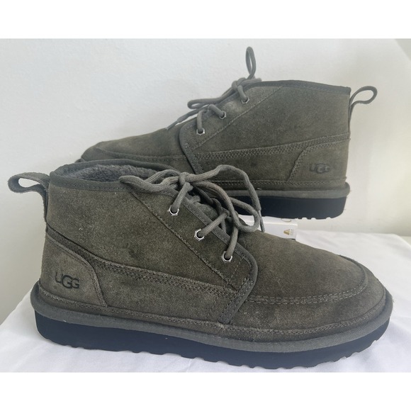 Ugg Neumel Moc Chukka Mens Warm Faux Fur Ankle Lace‎ Up Boots In Olive Green 13 - Picture 3 of 13